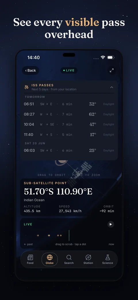 See every visible pass overhead